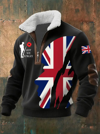 Men’s Remembrance Day Lest We Forget aggy Zip-up Hoodie Black / S