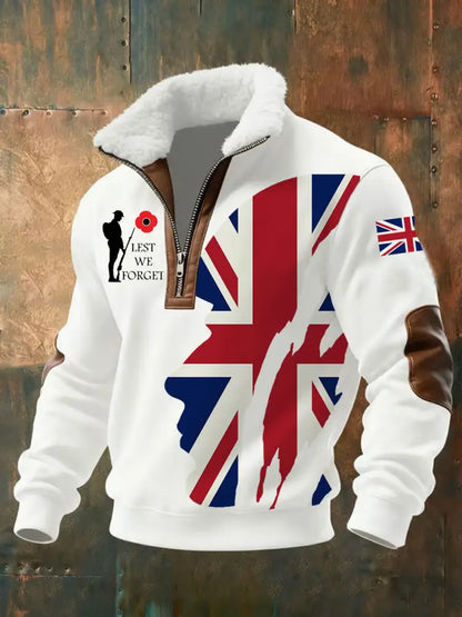 Men’s Remembrance Day Lest We Forget aggy Zip-up Hoodie White / S