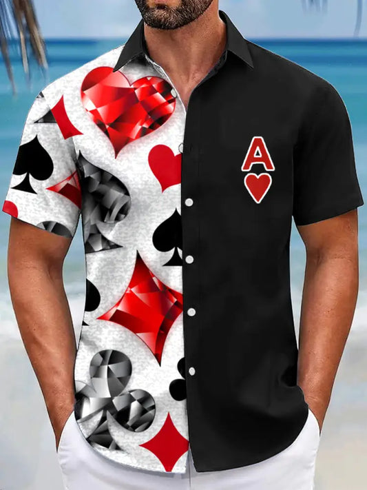 Men’s Resort-Style Poker Hearts A Shirts Black / S