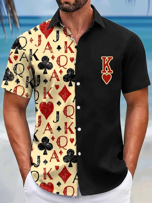 Men’s resort-style poker King of Hearts shirts Black / S