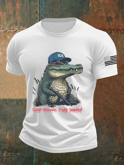 Men’s Retro Alligator Alcatraz Funny Florida Everglades Dark Humor Short Sleeve Tee White / S