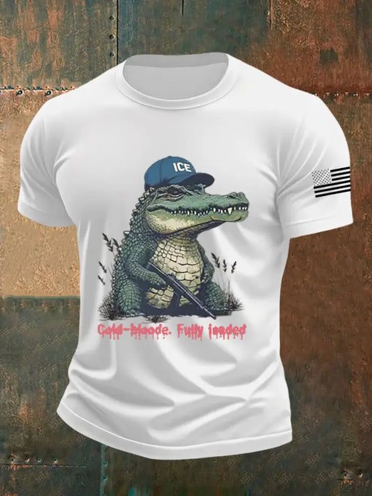 Men’s Retro Alligator Alcatraz Funny Florida Everglades Dark Humor Short Sleeve Tee White / S