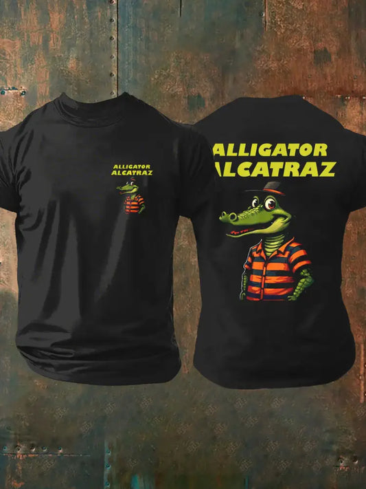 Men’s Retro Alligator Alcatraz Funny Florida Everglades Dark Humor T-shirt Black / S