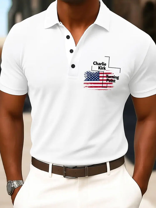 Men’s Retro Artistic Printed Short Sleeve Casual Polo Shirt A / S