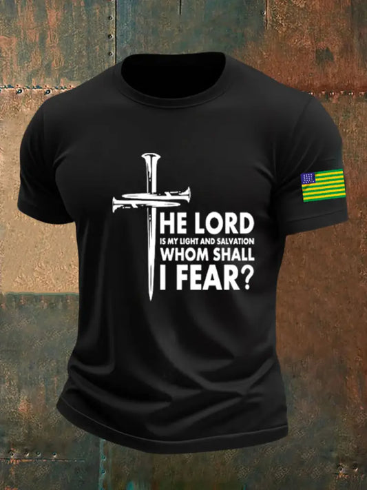 Men’s Retro Brazilian Faith Print Round-Neck Short-Sleeved Shirt. A / S