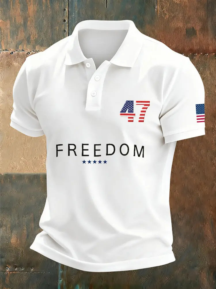 Men’s Retro Freedom Casual Commemorative Polo Shirt A / S