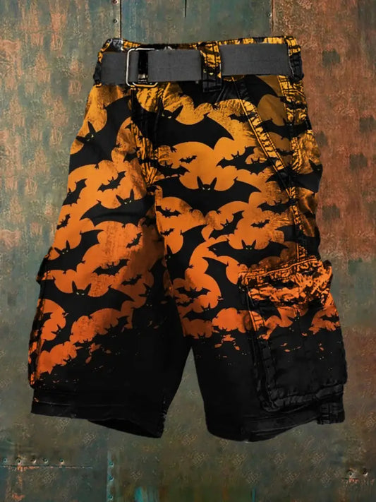 Men’s Retro Halloween Horror Graphic Casual Cargo Shorts A / S