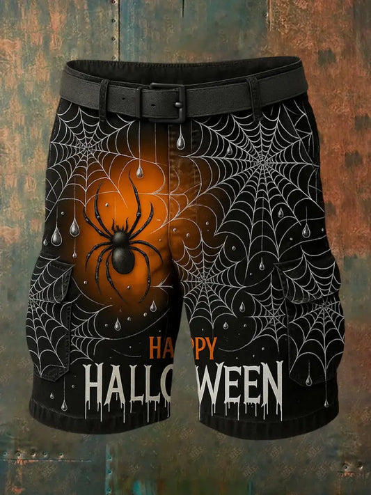Men’s Retro Halloween Horror Graphic Casual Cargo Shorts A / S