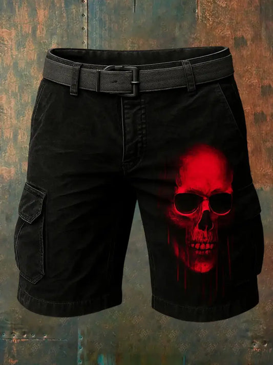 Men’s Retro Halloween Horror Graphic Casual Cargo Shorts A / S
