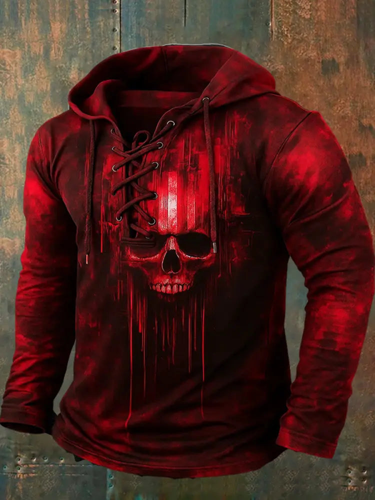 Men’s Retro Halloween Horror Graphic Casual Henley A / S