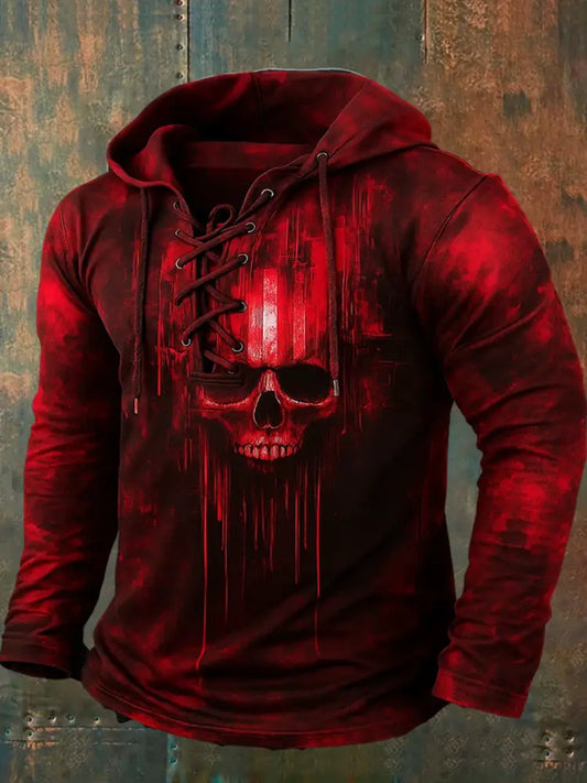 Men’s Retro Halloween Horror Graphic Casual Henley A / S