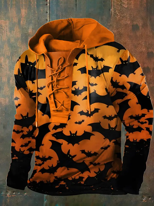 Men’s Retro Halloween Horror Graphic Casual Henley A / S