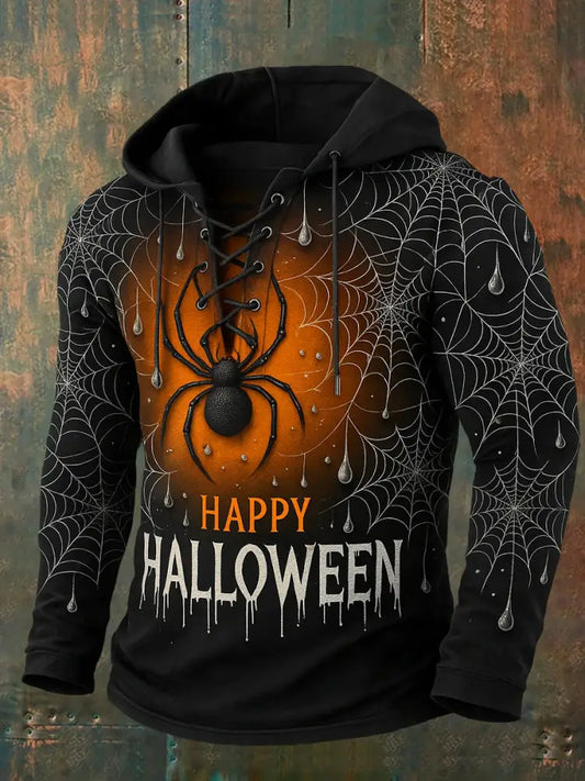 Men’s Retro Halloween Horror Graphic Casual Henley A / S