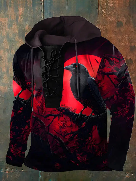Men’s Retro Halloween Horror Graphic Casual Henley A / S