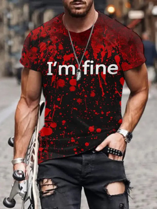 Men’s Retro Halloween Horror Graphic Casual T-Shirt A / S