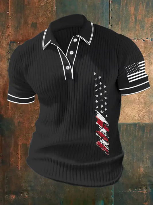 Men’s Retro Independence Day Style Artistic Casual Polo Shirt A / S