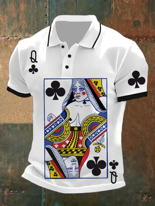 Men’s Retro Playing Card Art Casual Polo Shirt A / S