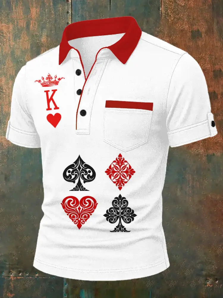 Men’s Retro Playing Card Art Casual Polo Shirt A / S
