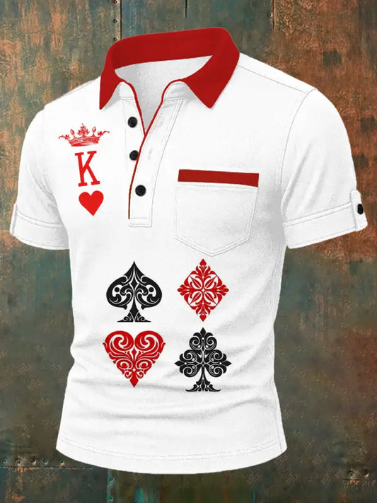 Men’s Retro Playing Card Art Casual Polo Shirt A / S