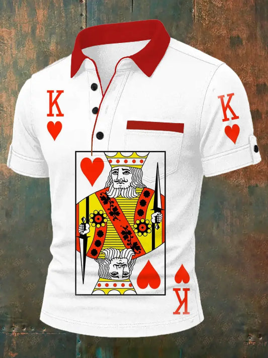 Men’s Retro Playing Card Art Casual Polo Shirt A / S