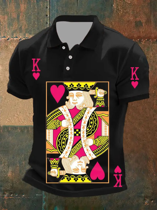 Men’s Retro Playing Card Art Casual Polo Shirt A / S
