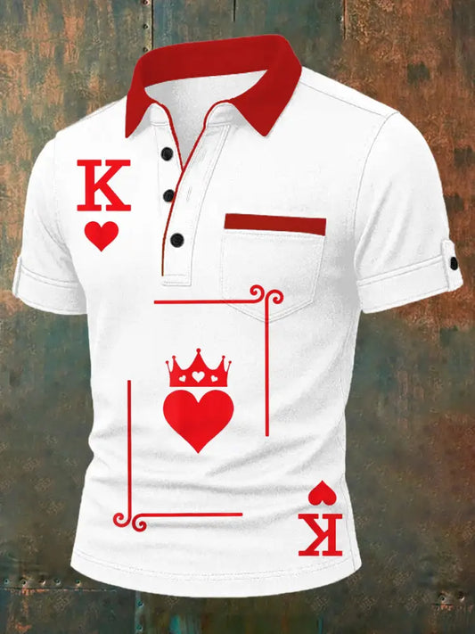Men’s Retro Playing Card Art Casual Polo Shirt A / S