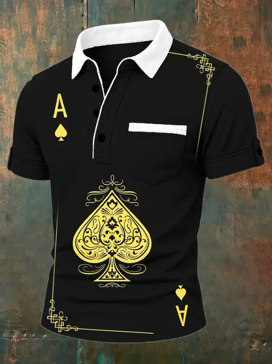 Men’s Retro Playing Card Art Casual Polo Shirt A / S
