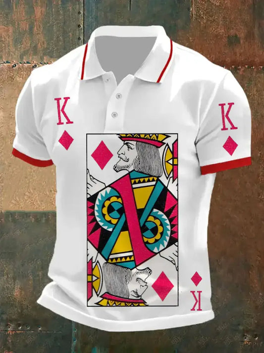 Men’s Retro Playing Card Art Casual Polo Shirt A / S