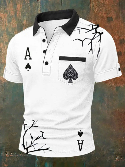 Men’s Retro Playing Card Art Casual Polo Shirt A / S