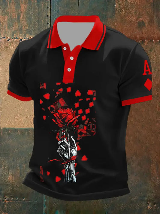 Men’s Retro Playing Card Art Casual Polo Shirt A / S