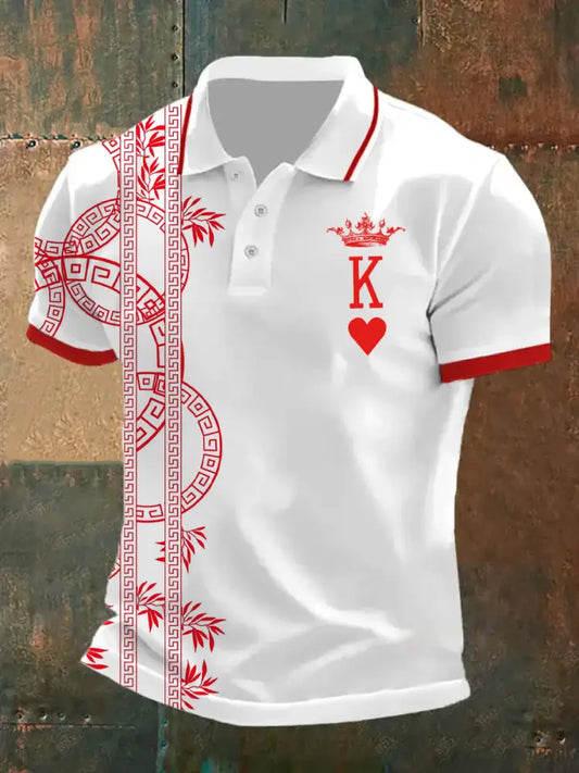 Men’s Retro Playing Card Art Casual Polo Shirt A / S