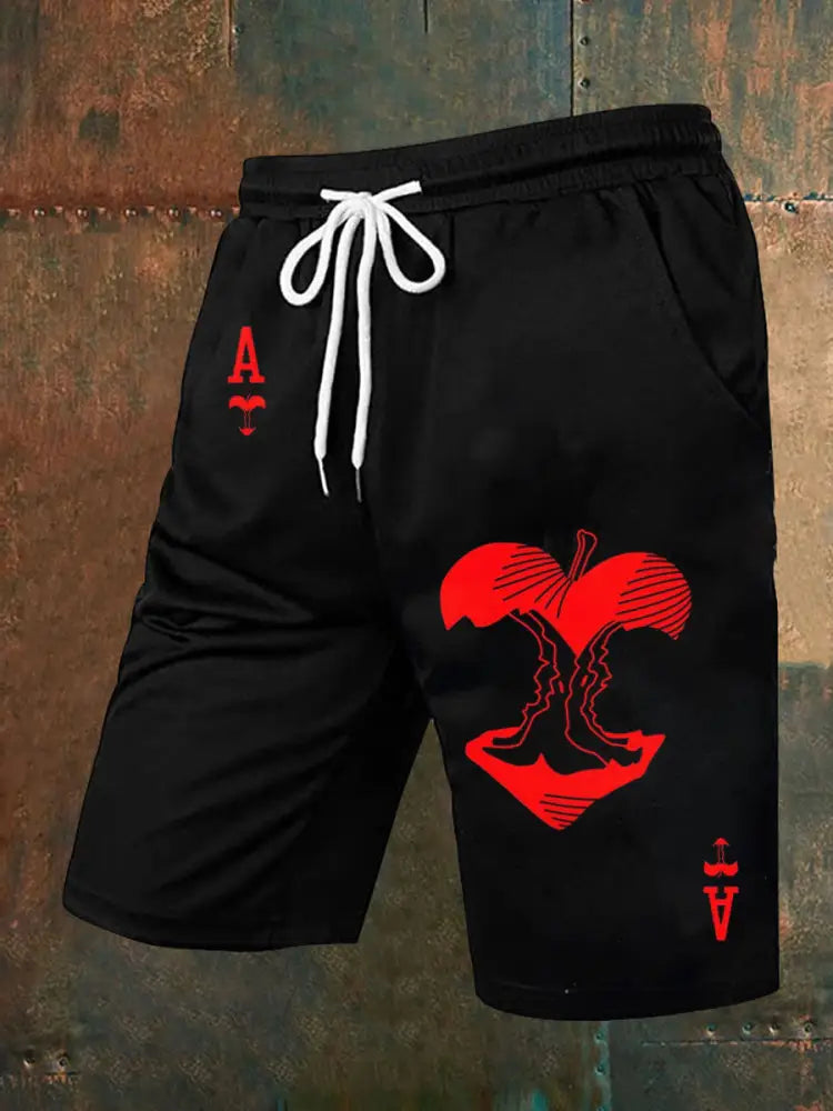 Men’s Retro Playing Cards Art Casual Shorts A / S