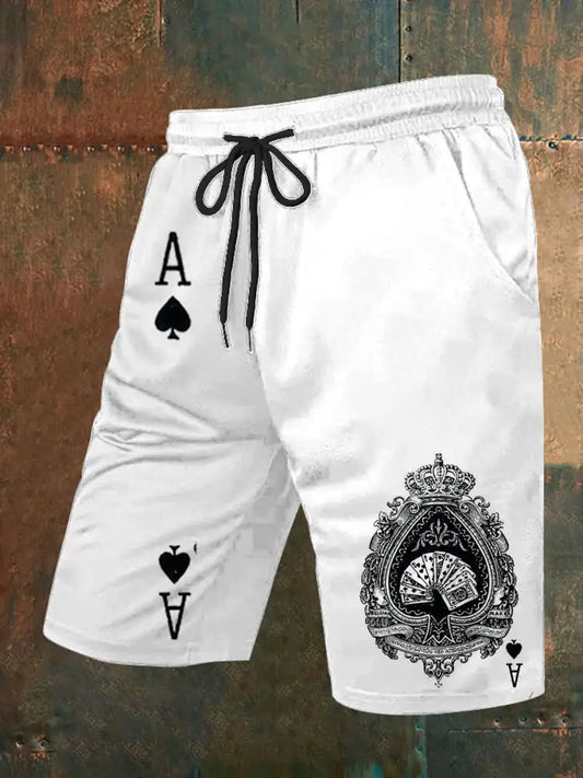 Men’s Retro Playing Cards Art Casual Shorts A / S