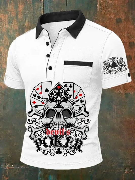 Men’s Retro Poker Art Casual Polo Shirt A / S