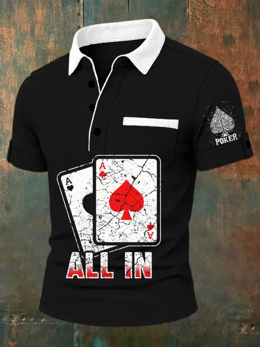 Men’s Retro Poker Art Casual Polo Shirt A / S