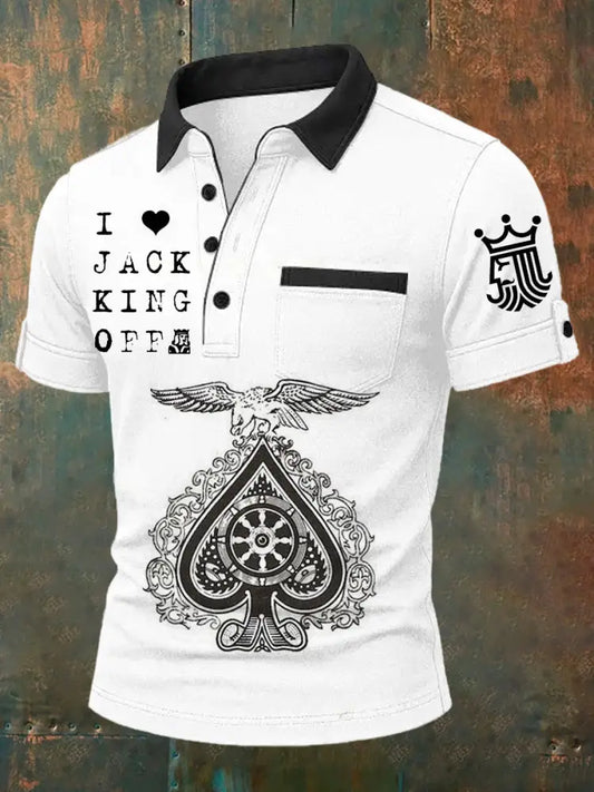 Men’s Retro Poker Art Casual Polo Shirt A / S