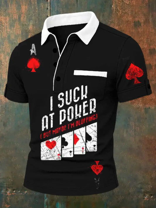 Men’s Retro Poker Art Casual Polo Shirt A / S