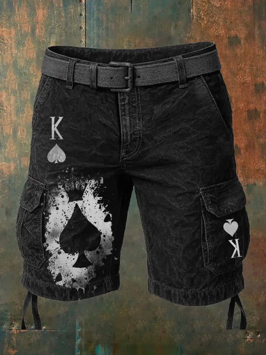 Men’s Retro Poker Art Casual Shorts A / S