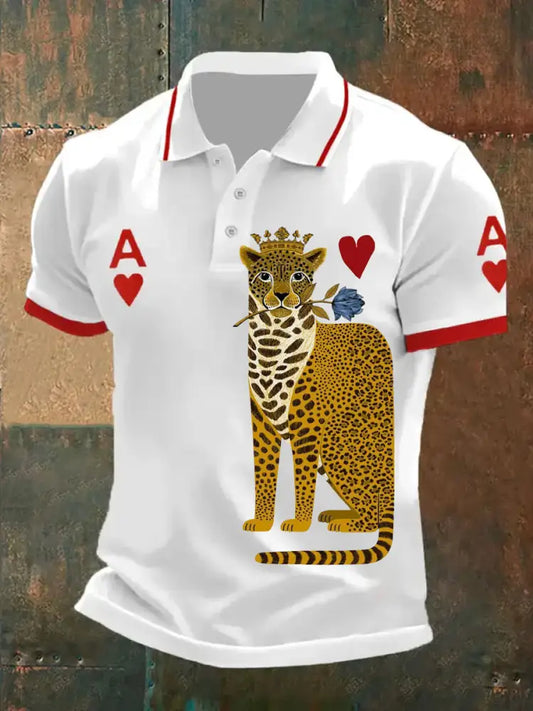 Men’s Retro Poker Art Print Casual Polo Shirt A / S