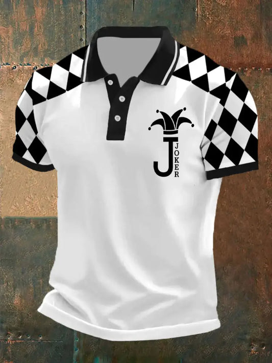 Men’s Retro Poker Graphic Art Casual POLO Shirt A / S