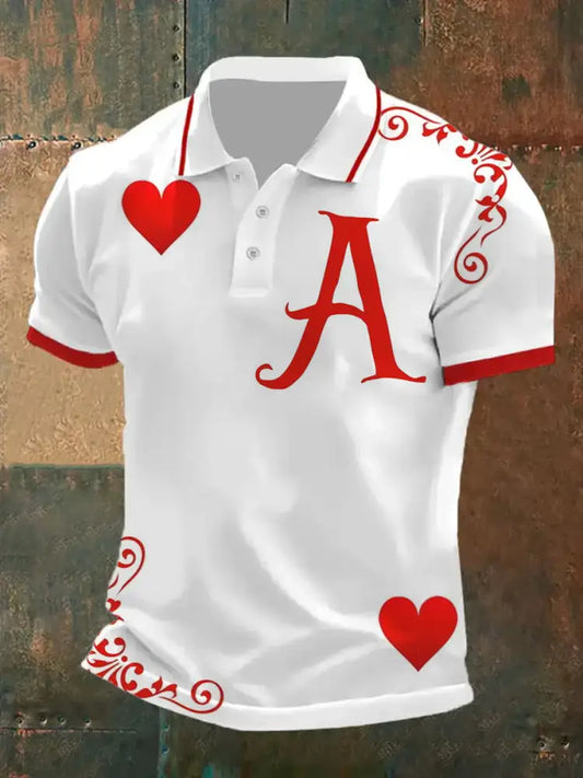 Men’s Retro Poker Graphic Art Casual POLO Shirt A / S