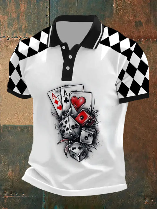 Men’s Retro Poker Graphic Art Casual POLO Shirt A / S
