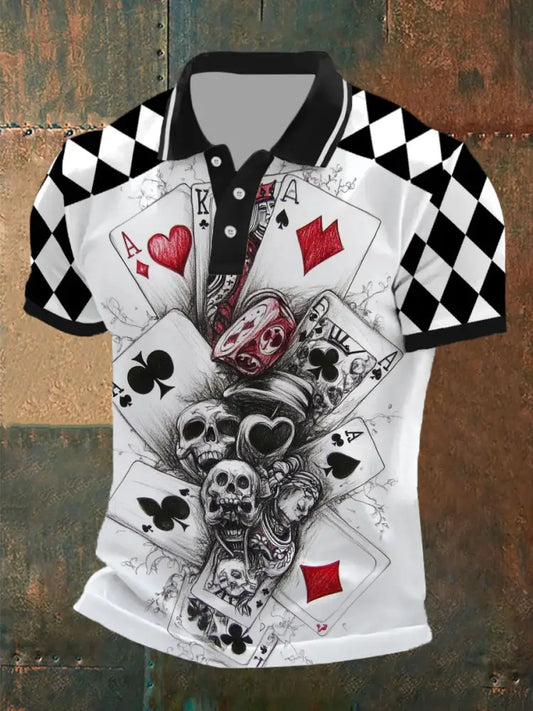 Men’s Retro Poker Graphic Art Casual POLO Shirt A / S