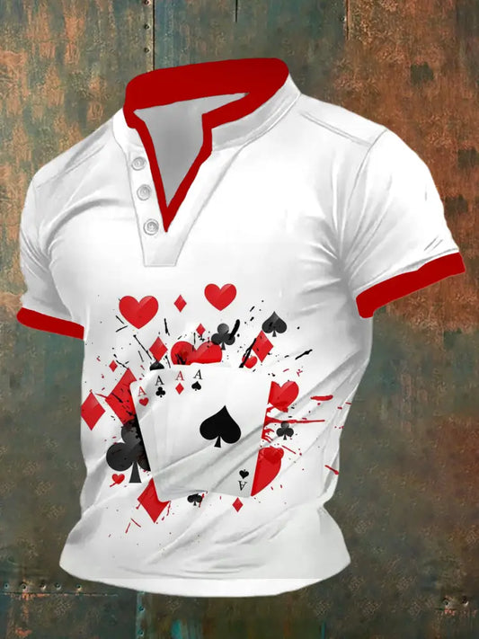 Men’s Retro Poker Graphic Art Casual POLO Shirt A / S