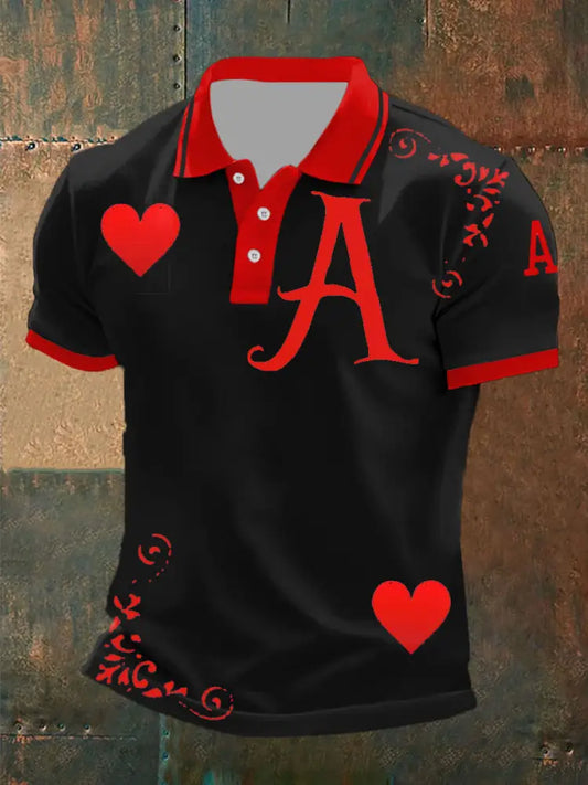 Men’s Retro Poker Graphic Art Casual POLO Shirt A / S