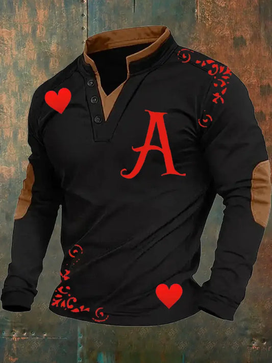 Men’s Retro Poker Pattern Casual Polo Shirt A / S