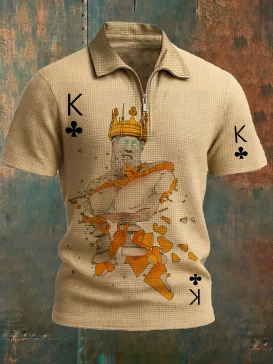 Men’s Retro Poker Pattern Casual Short Sleeve Polo Shirt A / S