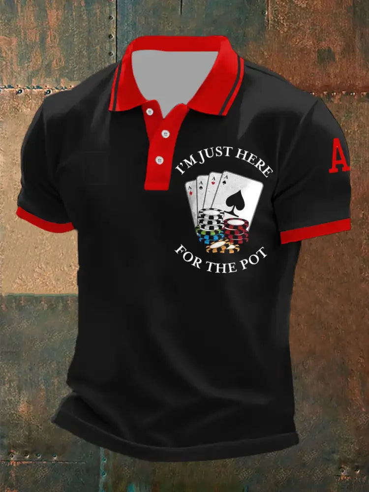 Men’s Retro Poker Pattern Casual Short Sleeve Polo Shirt A / S