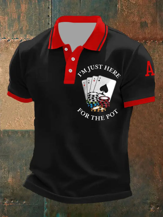 Men’s Retro Poker Pattern Casual Short Sleeve Polo Shirt A / S