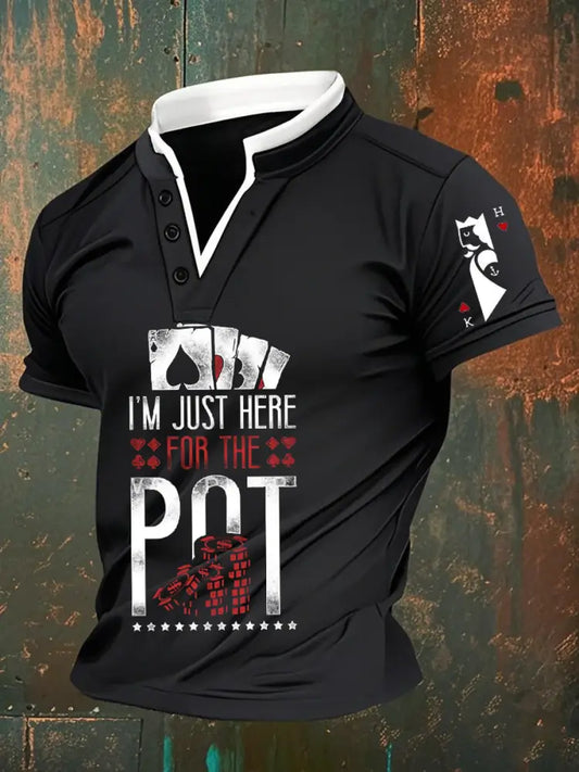 Men’s Retro Poker Pattern Casual Short Sleeve Polo Shirt A / S
